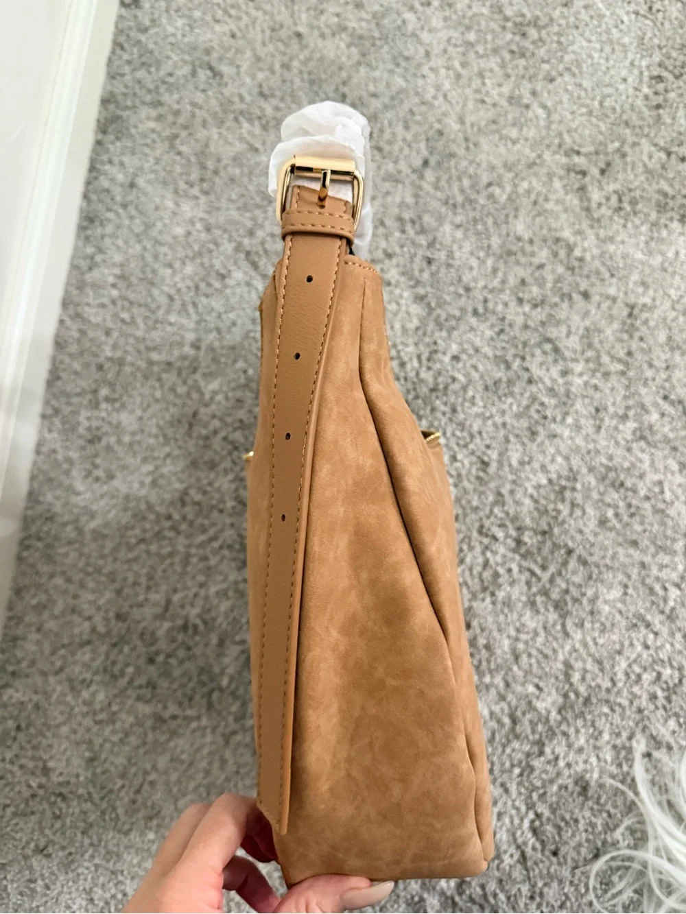 4th Reckless Faux Suede Hobo Shoulder Bag in Cognac Brown